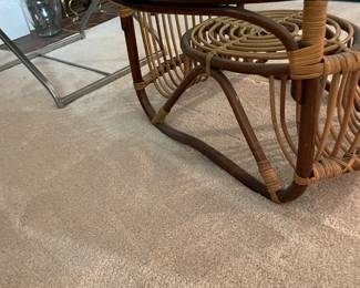 Vintage Italian Modernist Franco Albini Style Rattan & Reed Coffee Table