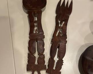 Vintage African Wooden Spoon & Fork Wall Art