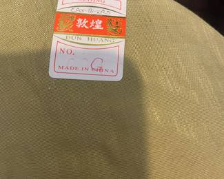 Vintage Embroidered Chinese Asian Silk Round Dragons Dun Huang Beijing 11.5"