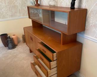 Mid Century Modern Teak Wood Danish Sideboard and Hutch
