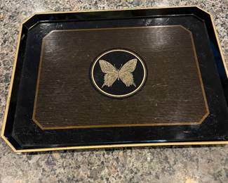 Otagiri Papillon Butterfly Tray Black Gold Tray Rectangular Serving Tray