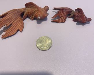 Vintage Small Wooden Koi Fish