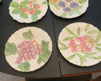 Vintage 1987 Fruit Du Jour By Shafford Majolica Salad Plates 8in - Set of 4 -