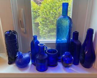 Vintage Cobalt Blue Glass Bottles