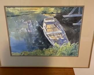 Marion Swierkos "Monet's Boat" Watercolor