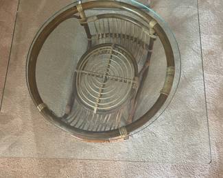 Vintage Italian Modernist Franco Albini Style Rattan & Reed Coffee Table