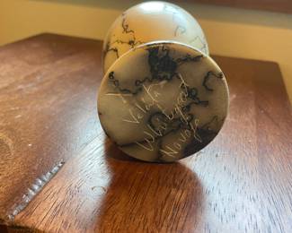 Navajo Horse Hair Vase Pottery Carved & Signed by Artist