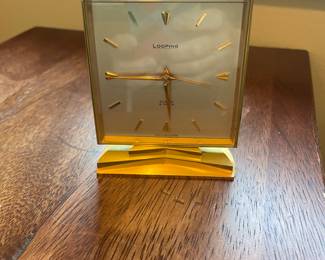 MCM Looping 8 Days Alarm Desk Clock Brass Swiss Made