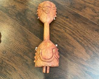 African Wood Double End Clapper Noise Maker Hand Held