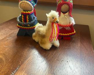 Vintage Finland 2 Wooden Dolls designed by Eija Julku with Alpaca