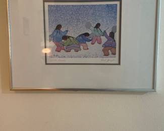 Signed and Titled “Winter Dancers” Framed Print Artist Cecil Youngfox