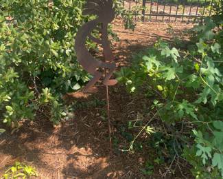 Metal Kokopelli Native American Outdoor Garden Stake - Steel Gardening Deco -