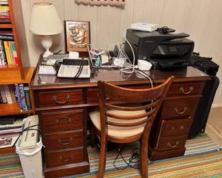 mahogany desk and office accesories