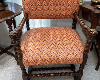 barley twist chair with lion heads