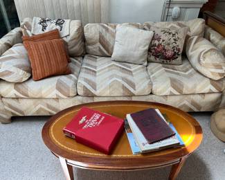 sofa and leather topped coffee table