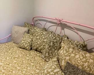 Pottery barn, wrought iron bed with bed covers