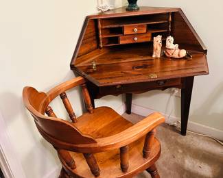 Corner Fold Away Desk and Solid Wood Chair