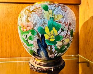 Hand Painted Brass Ginger Jars Identical Pair