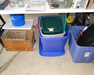 Lots of storage bins, and crates
