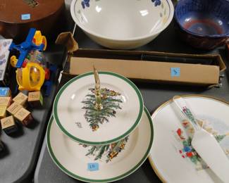 Christmas two tier server, and other fun and pretty serving pieces as well