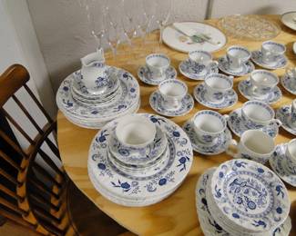 Blue and white china set