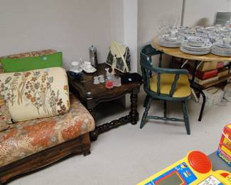 Vintage side table with some fun candle holders