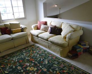 Soft butter yellow couch and loveseat