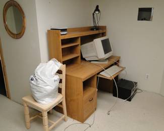 Very nice sturdy desk, which is easy to move around, and vintage computer monitor