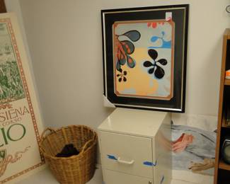 Some cool wall art, and a two drawer file cabinet