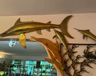 Brass Swordfish and Dolphins