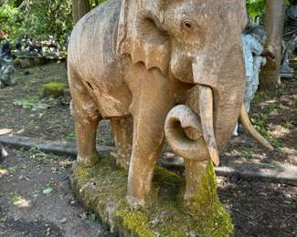 Vintage Large Wooden Elephant Carving