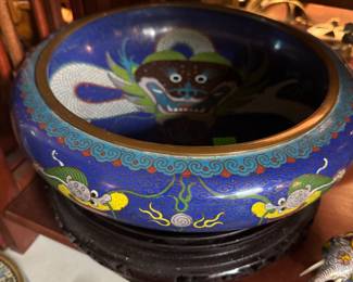 Incredible Cloisonne Dragon Bowl
