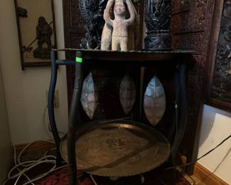 Brass Tray Table and Pendant Lamp