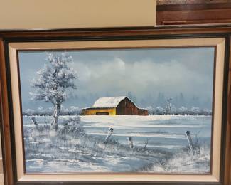 Evert Woodson Large Framed Oil Painting 