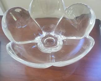 Orrefors Lars Hellsten Signed Crystal Flower Bowl