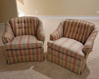 Pair Of Striped Club Chair 