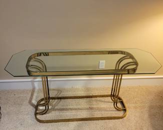 Glass &Brass Sofa Table 