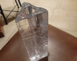 IITTALA  Art Glass Archipelago Ice Cube 9"Inch Candle Holder Made In Finland 