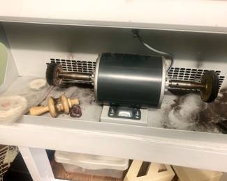 Industrial motor double polisher with high powered dust catcher.  