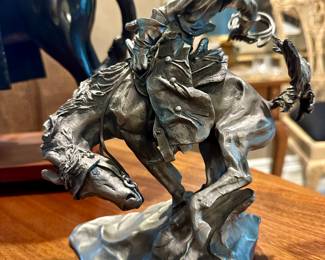 Franklin Mint statue of cowboy on horse