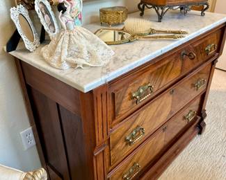 Custom built real wood furniture with marble top