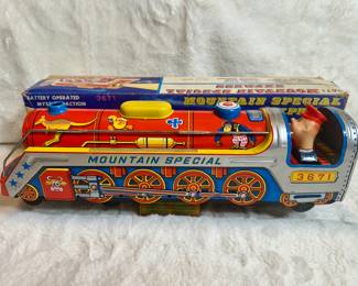 Vintage and antique toys. Vintage train toy with original box