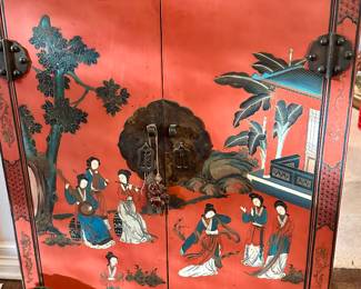 Asian cabinet and collectibles 