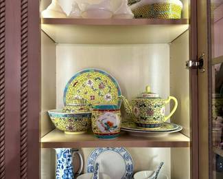 Vintage Chinese tea sets and Japanese soup bowl/plate sets.