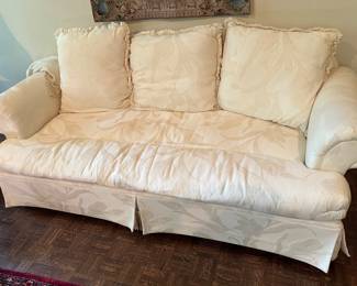 Vintage white couch and two matching side chairs 