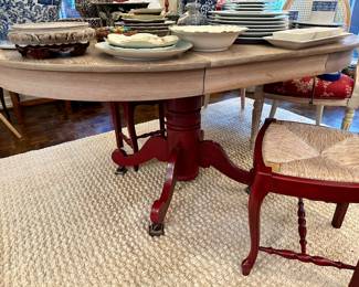 Vintage farm style table and matching chairs 