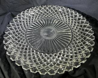 Anchor Hocking Waffle 14" Circular Round Clear Glass Platter