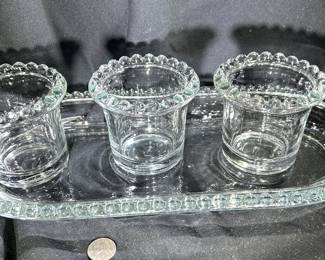 Southern Living at Home AMELIA BEADED GLASS TRAY & TRIO