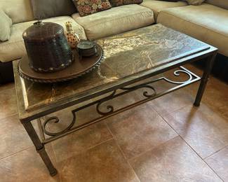 Stone and Metal Coffee Table
