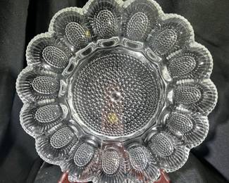 Vintage Indiana Glass Hobnail Deviled Egg Platter